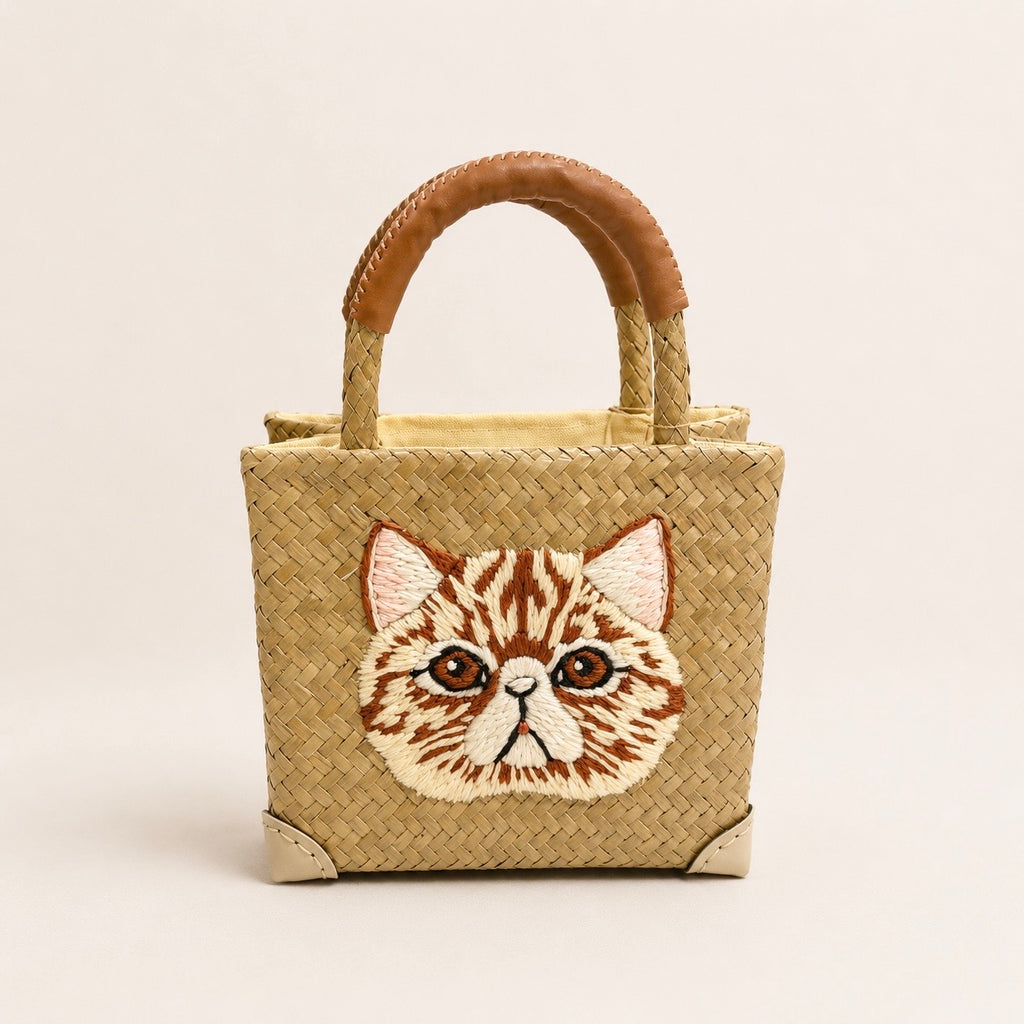 The Whisker & Wag Weave: Hand-Embroidered Krajood Handbag (Tote)