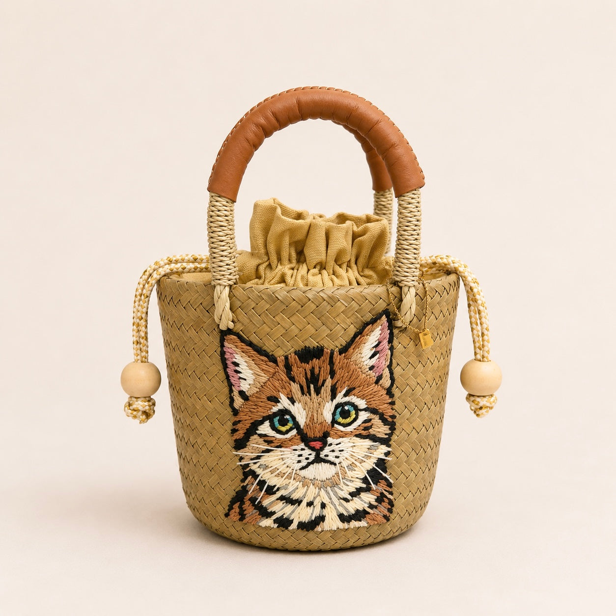 The Whisker & Wag Weave: Hand-Embroidered Krajood Handbag (Bucket)