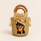 The Whisker & Wag Weave: Hand-Embroidered Krajood Handbag (Bucket)