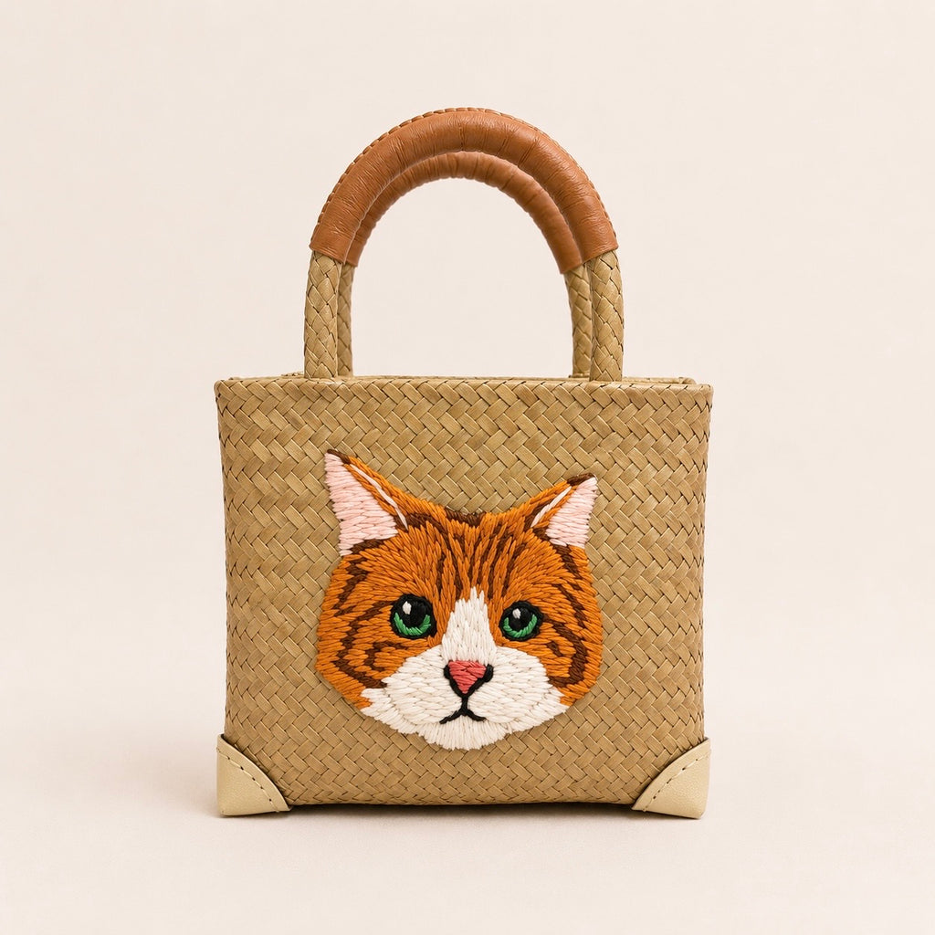 The Whisker & Wag Weave: Hand-Embroidered Krajood Handbag (Tote)