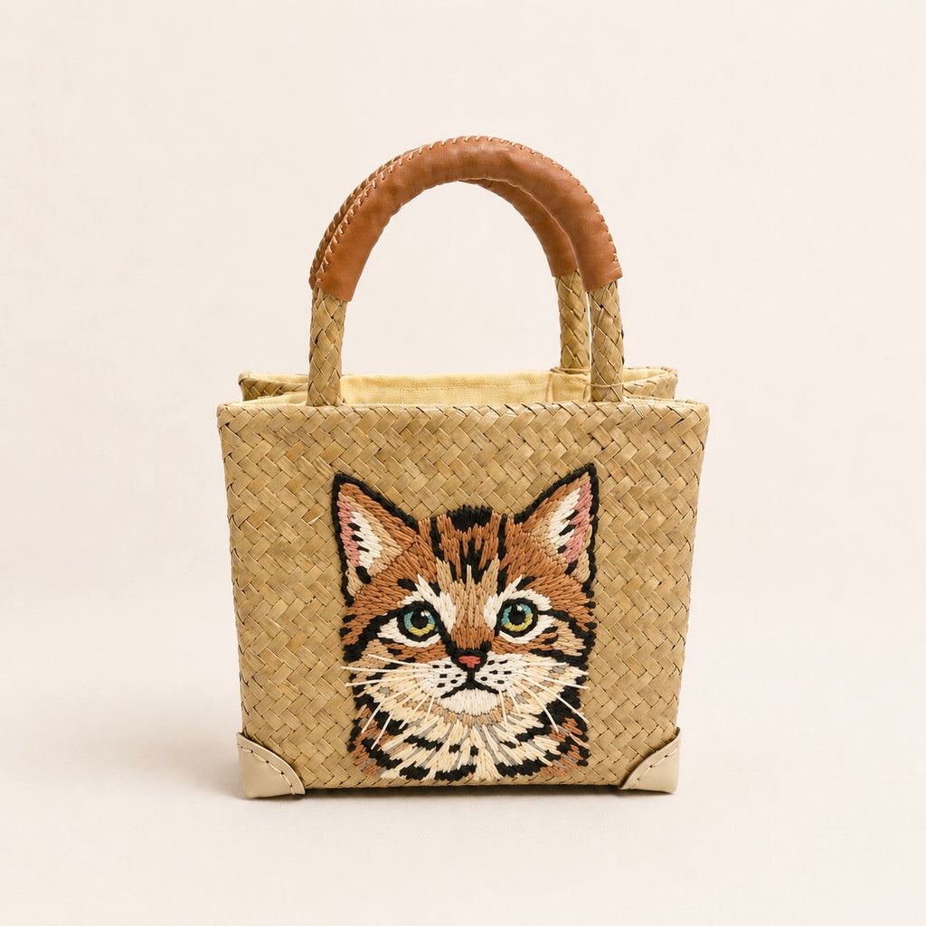 The Whisker & Wag Weave: Hand-Embroidered Krajood Handbag (Tote)