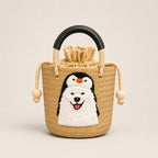 The Whisker & Wag Weave: Hand-Embroidered Krajood Handbag (Bucket)