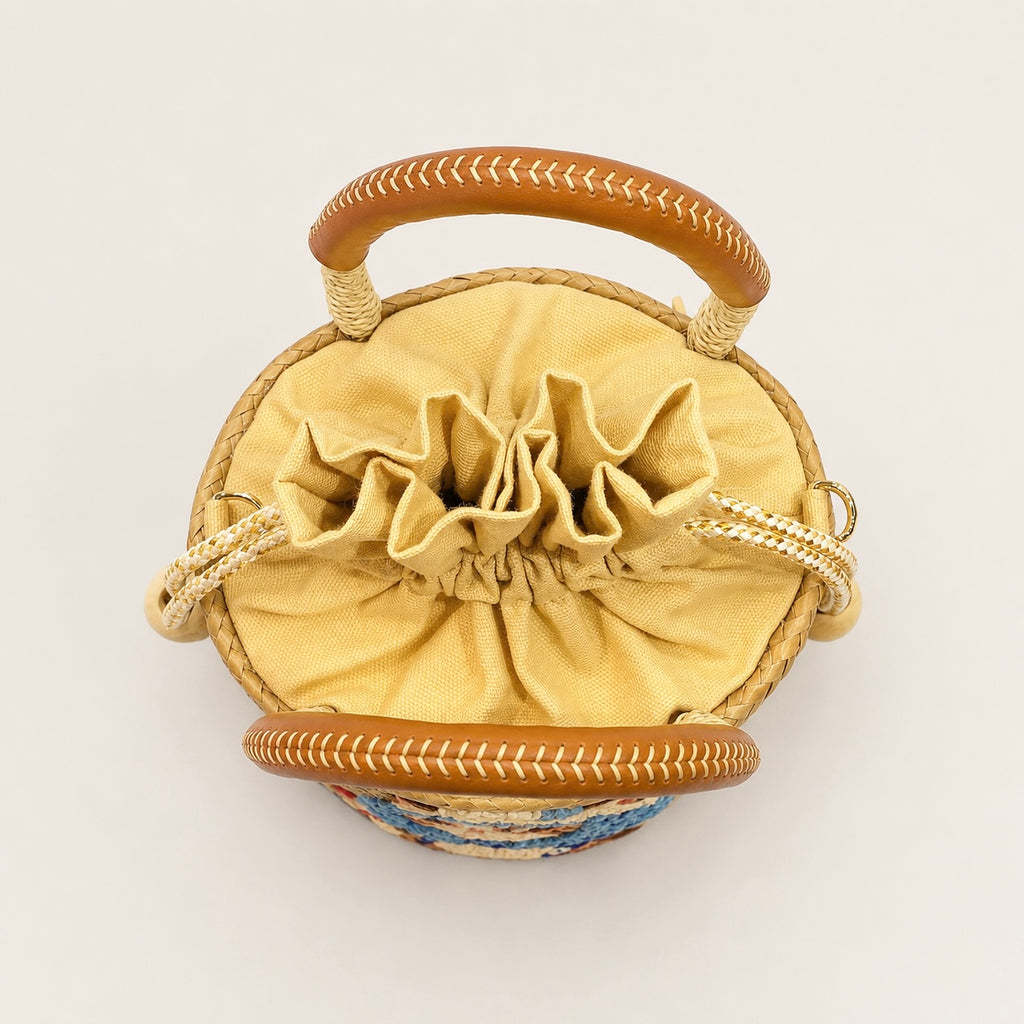 The Whisker & Wag Weave: Hand-Embroidered Krajood Handbag (Bucket)