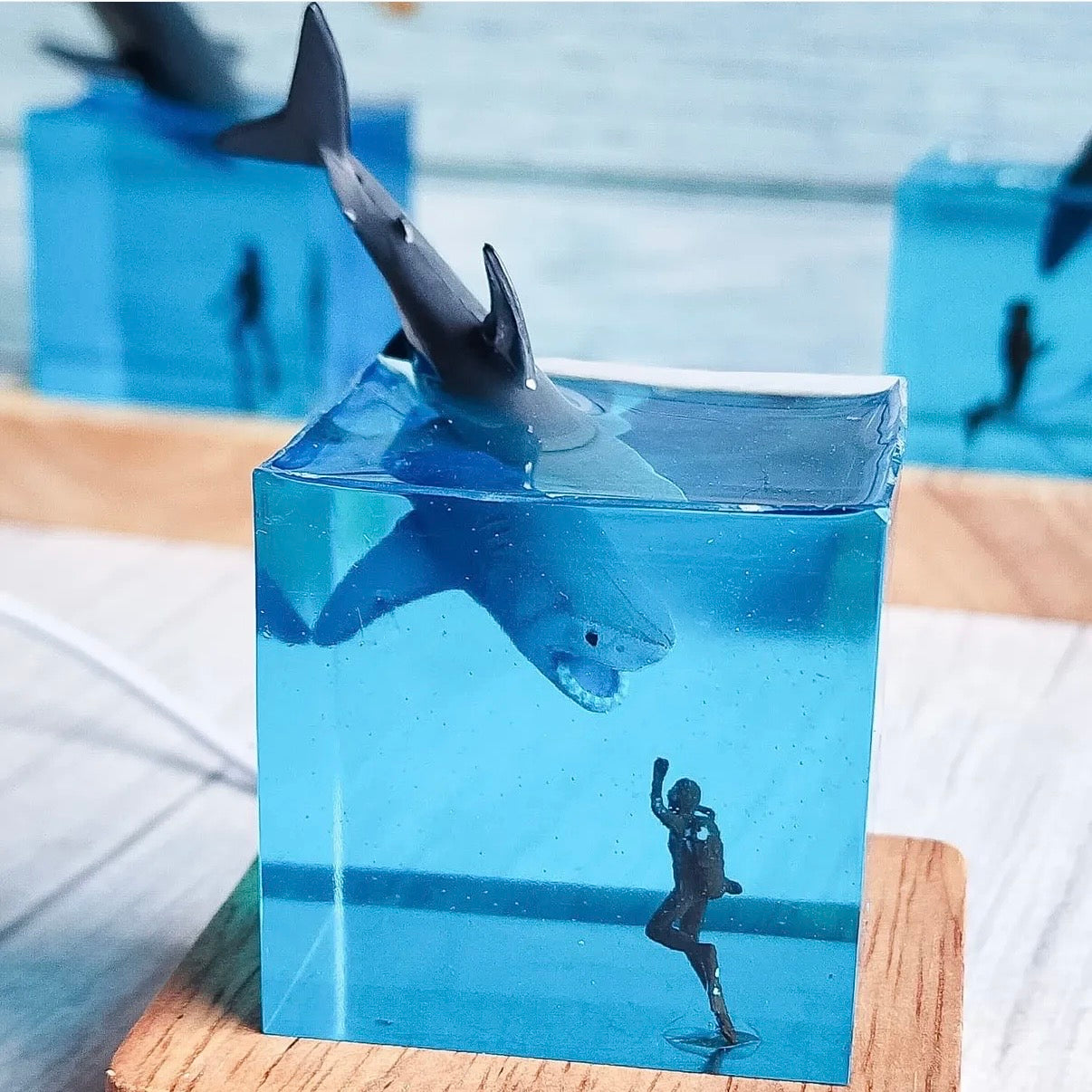 The Diver’s Sanctuary: Handmade Ocean Resin Art (Cube)