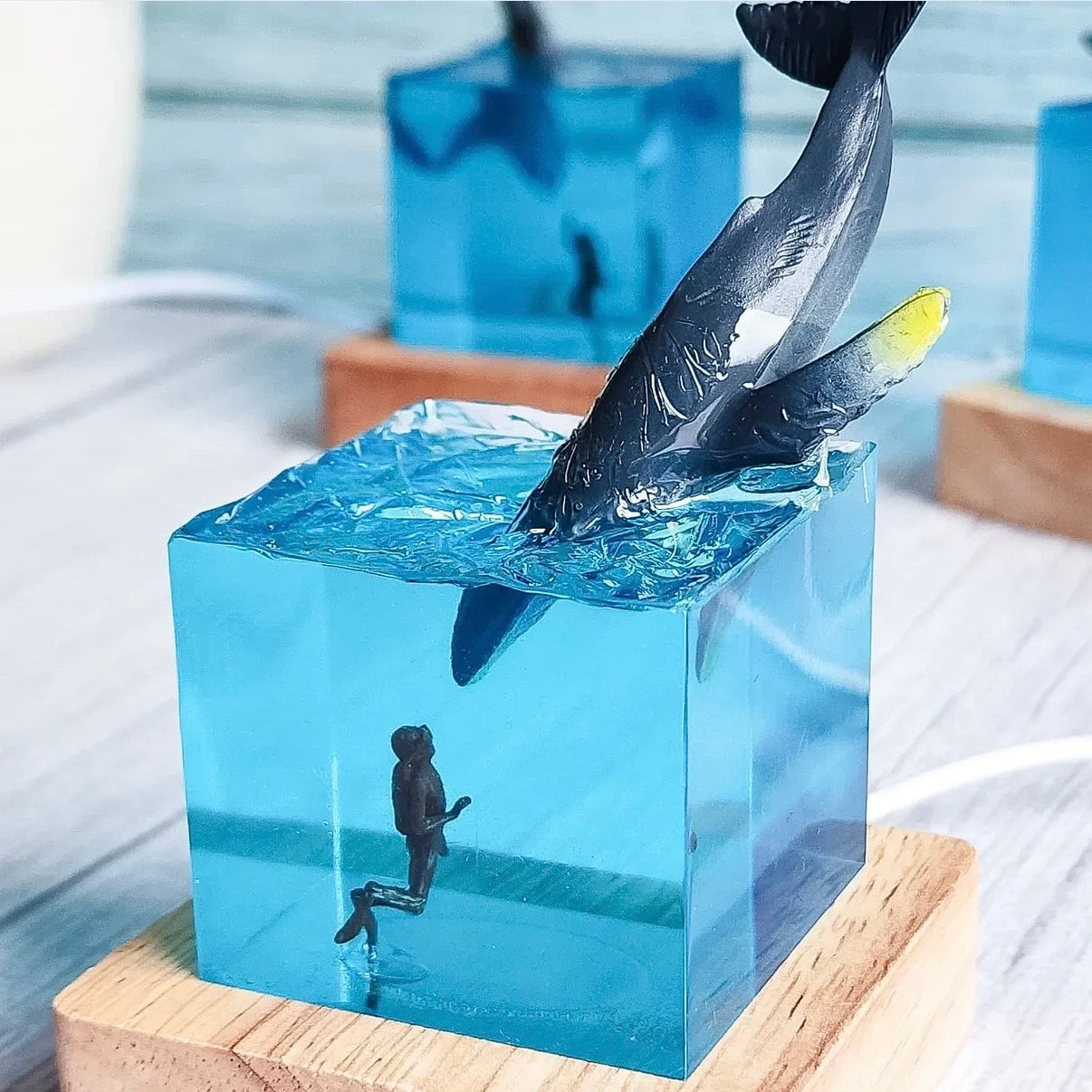 The Diver’s Sanctuary: Handmade Ocean Resin Art (Cube)