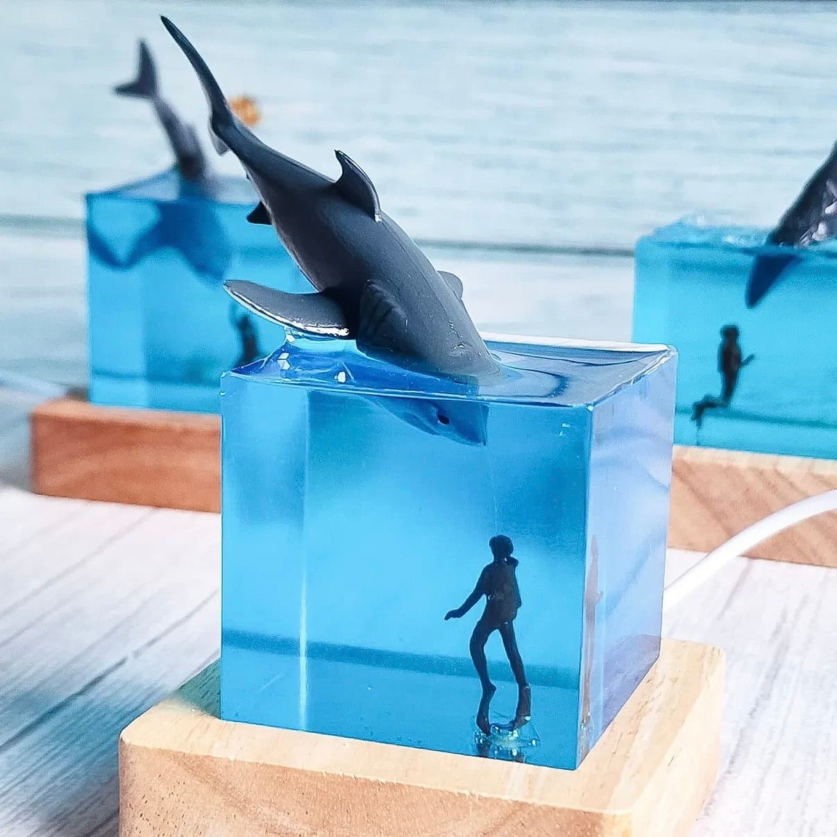 The Diver’s Sanctuary: Handmade Ocean Resin Art (Cube)