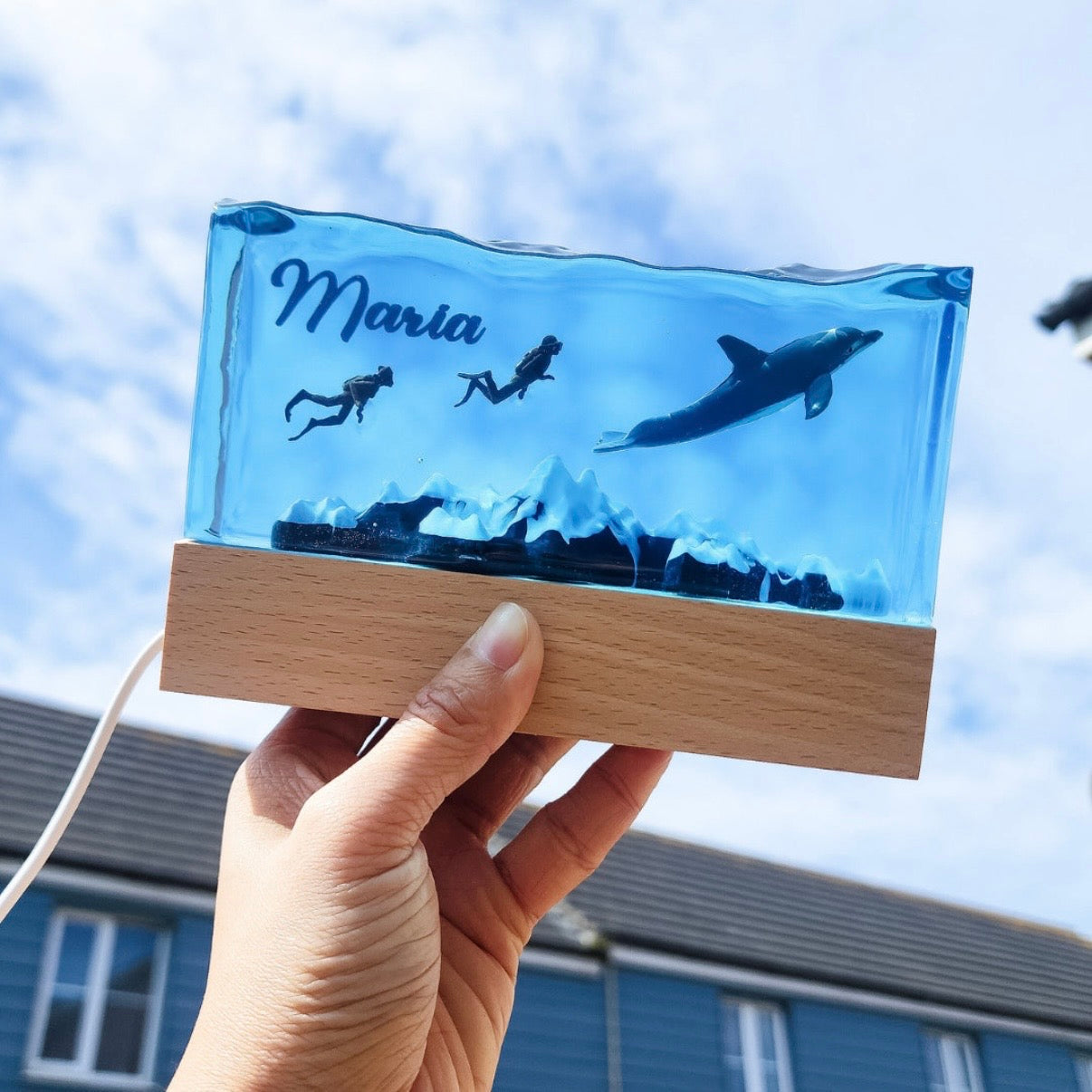 The Diver’s Sanctuary: Handmade Ocean Resin Art (Large)