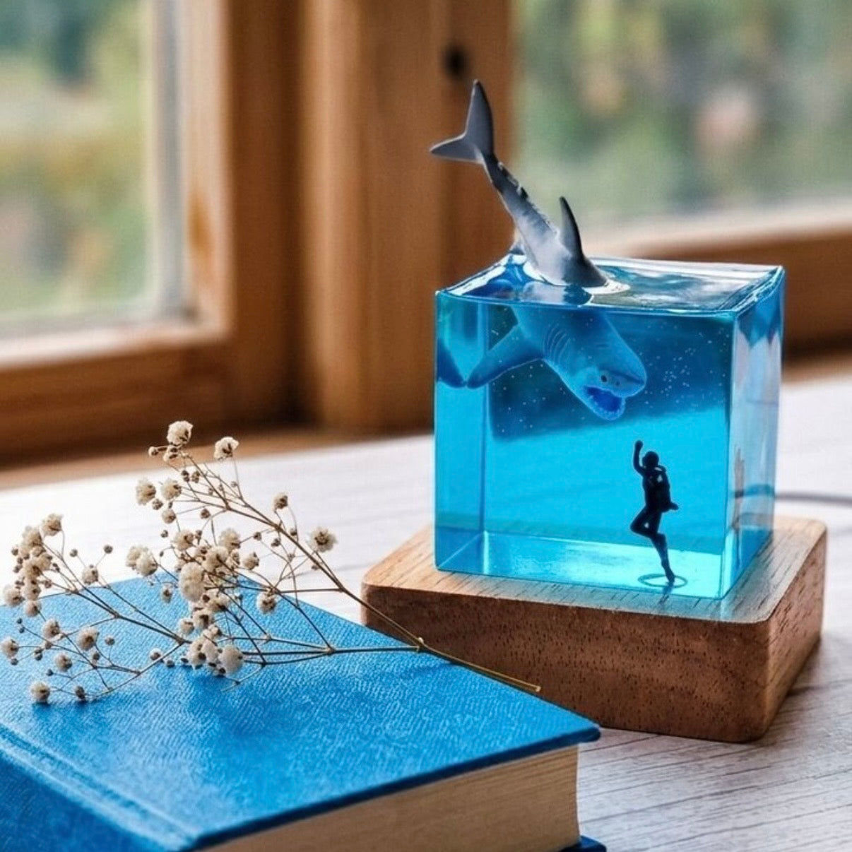 The Diver’s Sanctuary: Handmade Ocean Resin Art (Cube)
