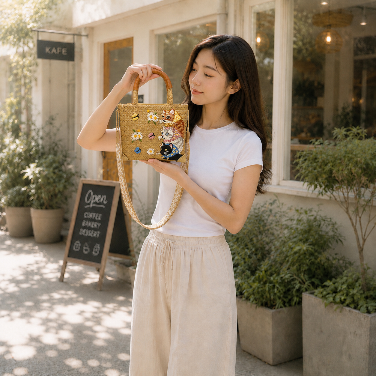 The Whisker & Wag Weave: Hand-Embroidered Krajood Handbag (Tote)